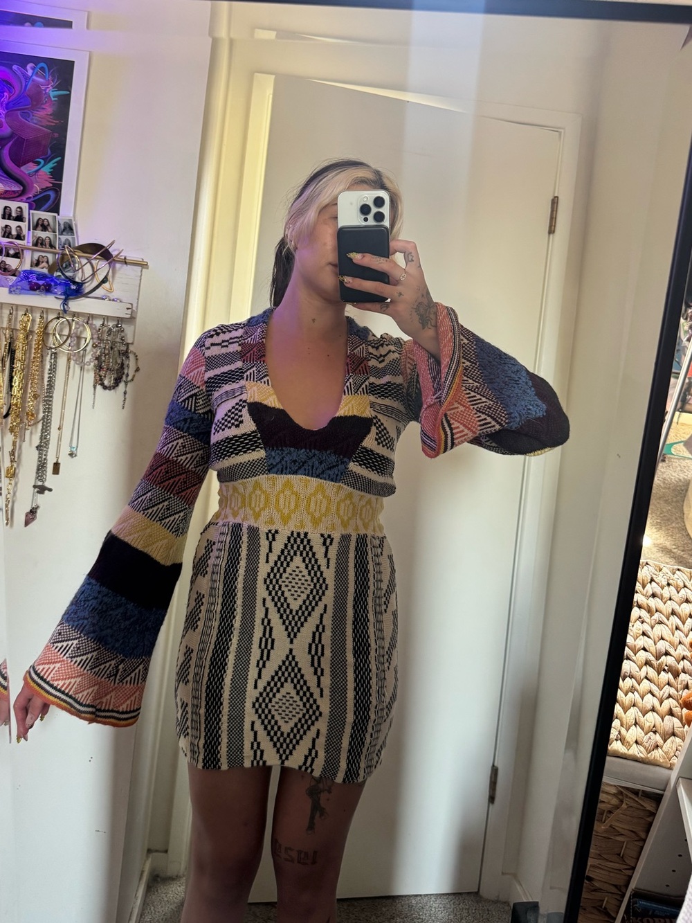 Free people knit multi color dress